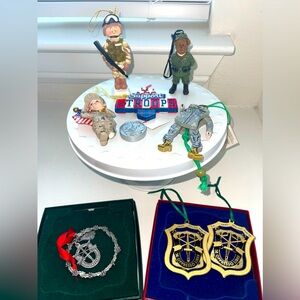 Vintage‎ Bundle of Military Christmas Ornaments - 8 Total